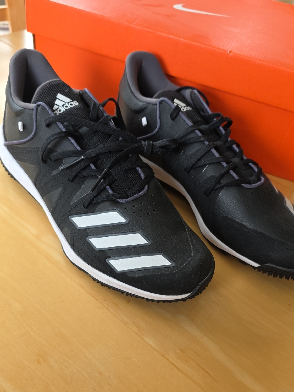Brand NEW adidas Black Terf Shoes with White Stripes